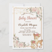 Baby Herten String Lights, Bloemen Baby shower Kaart (Voorkant)