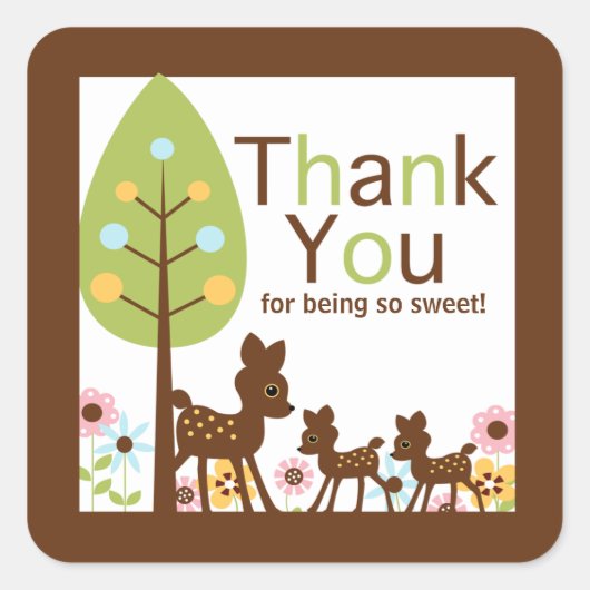 Baby Herten Tweelingen Meervoudige Baby shower Inv Vierkante Sticker (Voorkant)