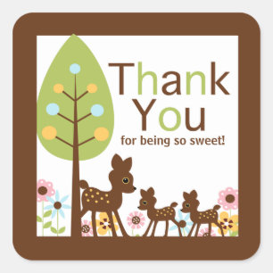 Baby Herten Tweelingen Meervoudige Baby shower Inv Vierkante Sticker