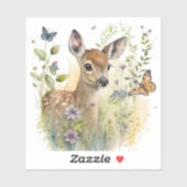 Baby Herten Vlinder Bladerblad Bloemen Natuur Wild Sticker (Vel)