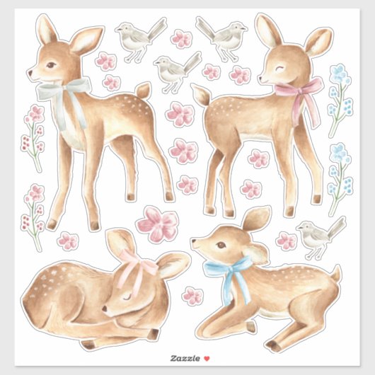 Baby Herten & Vogels Slaapkamer Muur Set van Sticker (Vel)