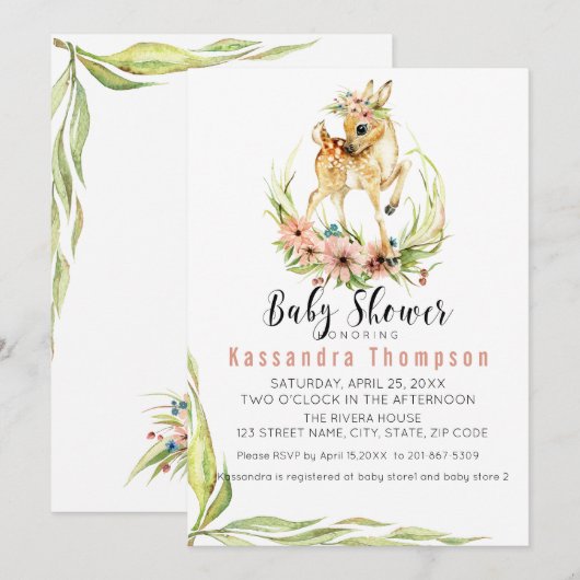 Baby herten voor een baby meisje Baby shower Kaart (Voorkant / Achterkant)