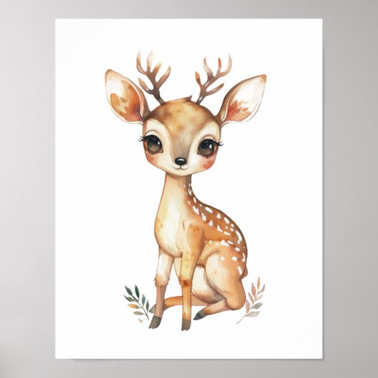 Baby Herten Waterverf Kwekerij Print Digitaal Gedr (Voorkant)