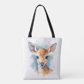 Baby Herten Waterverf Tote Bag (Achterkant)