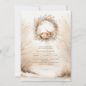 Baby Herten Winter Beige Baby shower Kaart (Voorkant)