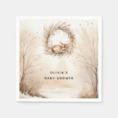 Baby Herten Winter Beige Baby shower Servet (Voorkant)