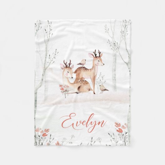 Baby Herten Woodland Deken | 30x40 fleece (Voorkant)