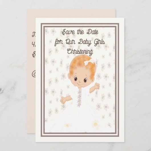 Baby het Christening sparen de Datum Illustreerde Save The Date (Voorkant / Achterkant)