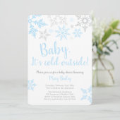 Baby Het is buiten de Blue Boy Shower Uitnodiging (Staand voorkant)
