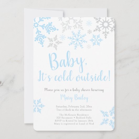 Baby Het is buiten de Blue Boy Shower Uitnodiging (Voorkant)