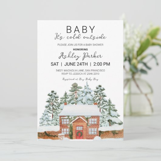 Baby het is buiten koud kaart (Staand voorkant)