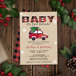 Baby Het is buiten koud | KerstBaby shower Kaart