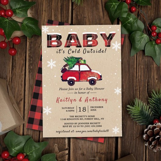 Baby Het is buiten koud | KerstBaby shower Kaart