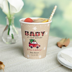 Baby Het is buiten koud   KerstBaby shower Papieren Bekers