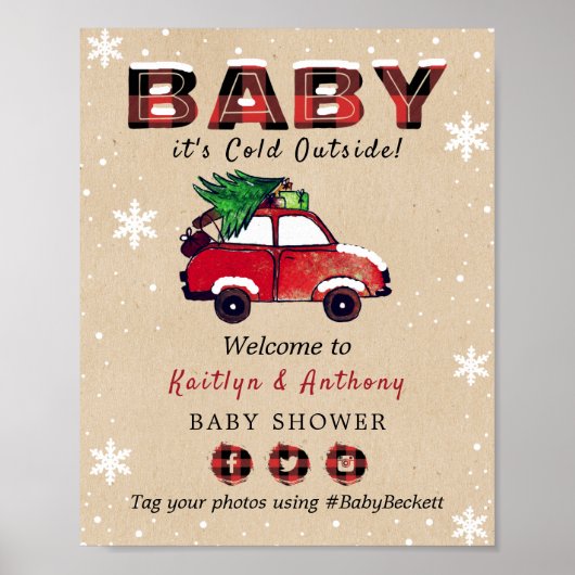 Baby Het is buiten koud | KerstBaby shower Poster (Voorkant)