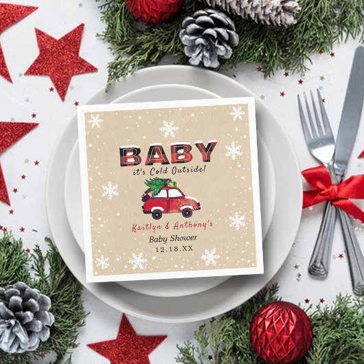 Baby Het is buiten koud | KerstBaby shower Servet