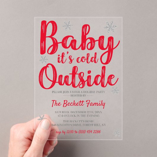 Baby Het is buiten koud | kerstfeestfeest Acryl Uitnodigingen (Insitu (Draagbaar))