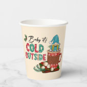 Baby Het is buiten koud | Kerstgnoom Papieren Bekers (Achterkant)