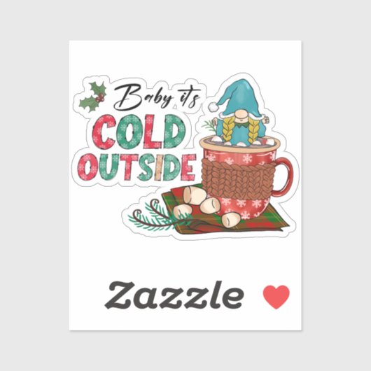 Baby Het is buiten koud | Kerstgnoom Sticker (Vel)