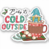 Baby Het is buiten koud | Kerstgnoom Sticker (Voorkant)