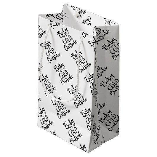 Baby het is buiten koud klein cadeauzakje (Voorkant Gekanteld)