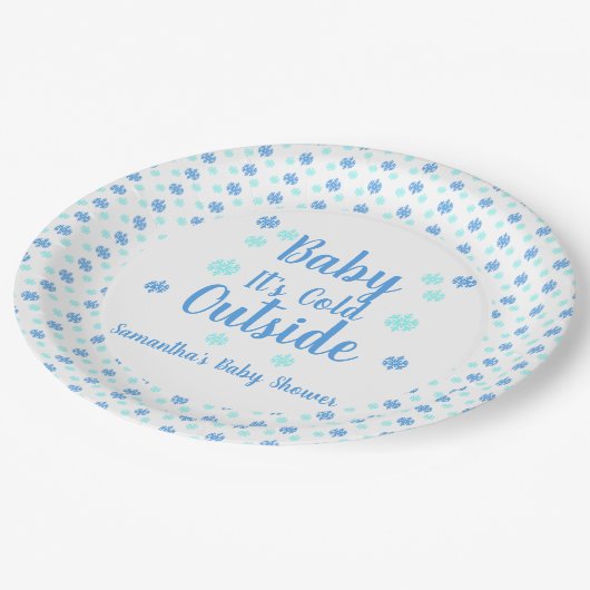 Baby Het is buiten koud Papieren Bordje (Gekanteld)