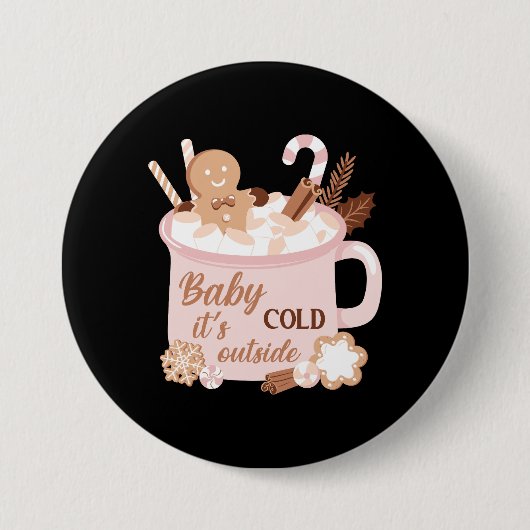 Baby Het is buiten koud Ronde Button 7,6 Cm (Voorkant)