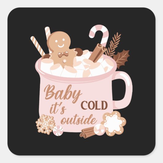 Baby Het is buiten koud Vierkante Sticker (Voorkant)
