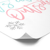 Baby Het is buiten koud | Zilver Glitter Blue Roze Poster (Hoek)