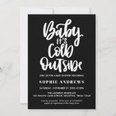 Baby Het is buiten koud | Zwart | BABY SHOWER Kaart (Voorkant)