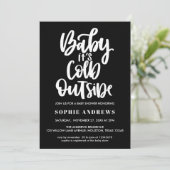 Baby Het is buiten koud | Zwart | BABY SHOWER Kaart (Staand voorkant)