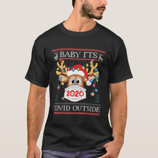 Baby Het is C-V I D buiten rendieren lelijke Kerst T-shirt