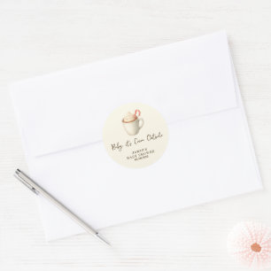 Baby, het is cacaotijd buiten Baby Shower Ronde Sticker