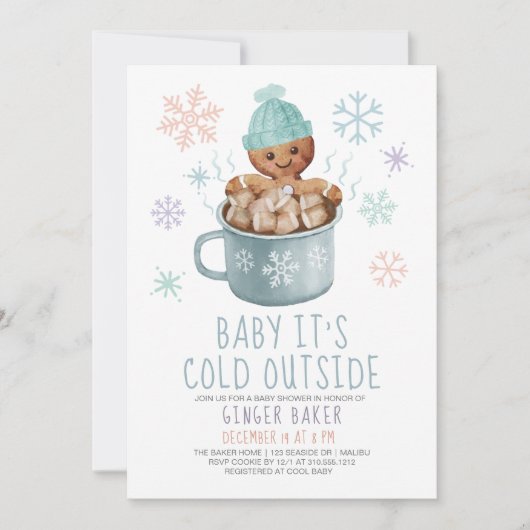 Baby Het is Cold Cookies & Cocoa Boy Baby shower Kaart (Voorkant)