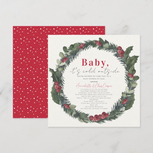 Baby Het is Cold Holiday Wreath Baby shower door M Kaart (Voorkant / Achterkant)