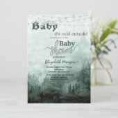 Baby Het is Cold Pine Tree Forest Baby shower Kaart (Staand voorkant)