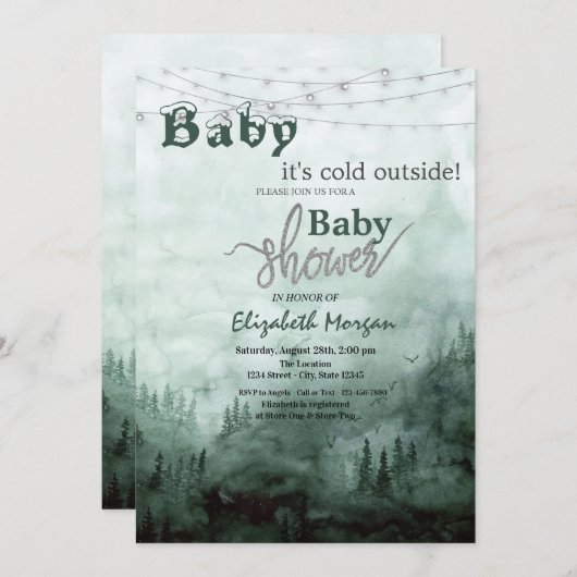 Baby Het is Cold Pine Tree Forest Baby shower Kaart (Voorkant / Achterkant)
