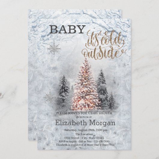 Baby Het is Cold Pine Trees Forest Baby shower Kaart (Voorkant / Achterkant)