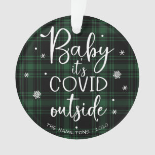 Baby Het is Covid Buiten Funny Kerstgroen Ornament