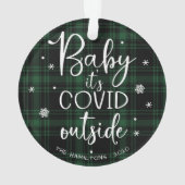 Baby Het Is Covid Buiten Grappig Kerst Groen Ornament (achterkant)