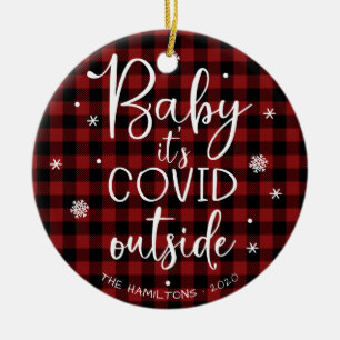 Baby Het is Covid Buiten Pandemic Funny Kerstmis Keramisch Ornament
