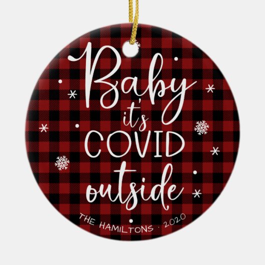 Baby Het is Covid Buiten Pandemic Funny Kerstmis Keramisch Ornament (Voorkant)