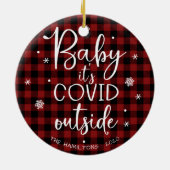 Baby Het is Covid Buiten Pandemic Funny Kerstmis Keramisch Ornament (Achterkant)