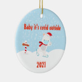 Baby het is Covid Outside Polar Beer 2021 Keramisch Ornament (Rechts)