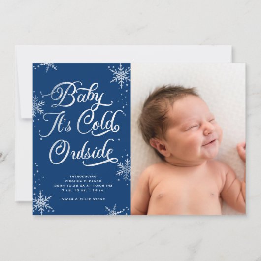 Baby Het is de 'Cold Outside Holiday Birth Announc Feestdagenkaart (Voorkant)