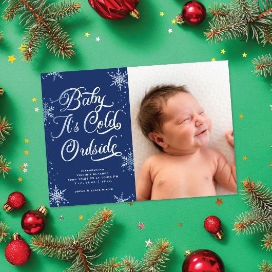 Baby Het is de 'Cold Outside Holiday Birth Announc Feestdagenkaart