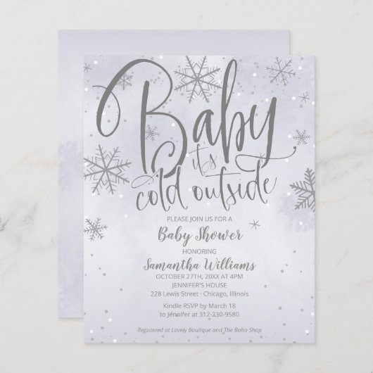 Baby Het is de Koude Uitnodiging van het Baby show (Voorkant / Achterkant)