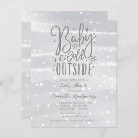 Baby Het is de Koude Uitnodiging van het Baby show (Voorkant / Achterkant)