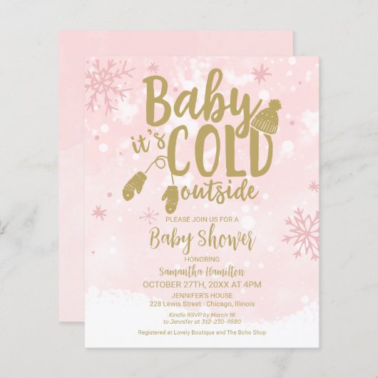 Baby Het is de Koude Uitnodiging van het Baby show (Voorkant / Achterkant)