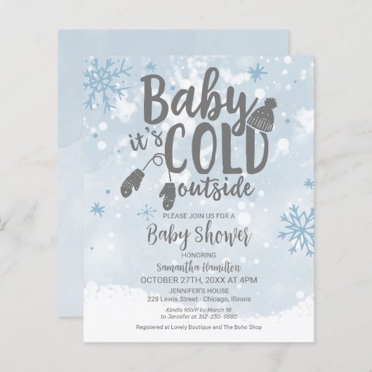 Baby Het is de Koude Uitnodiging van het Buiten Ba (Voorkant / Achterkant)